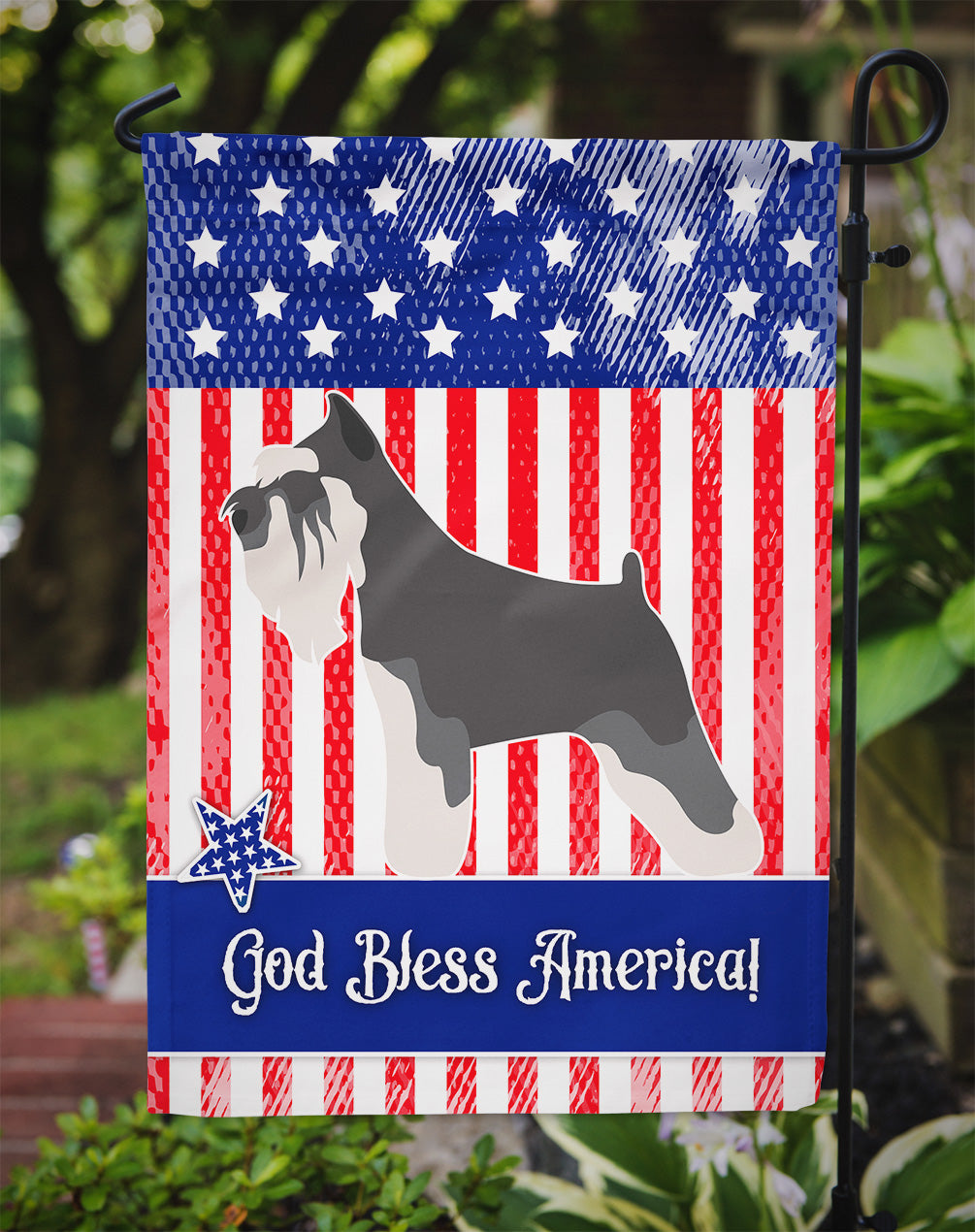 Miniature Schnauzer American Flag Garden Size BB8379GF  the-store.com.