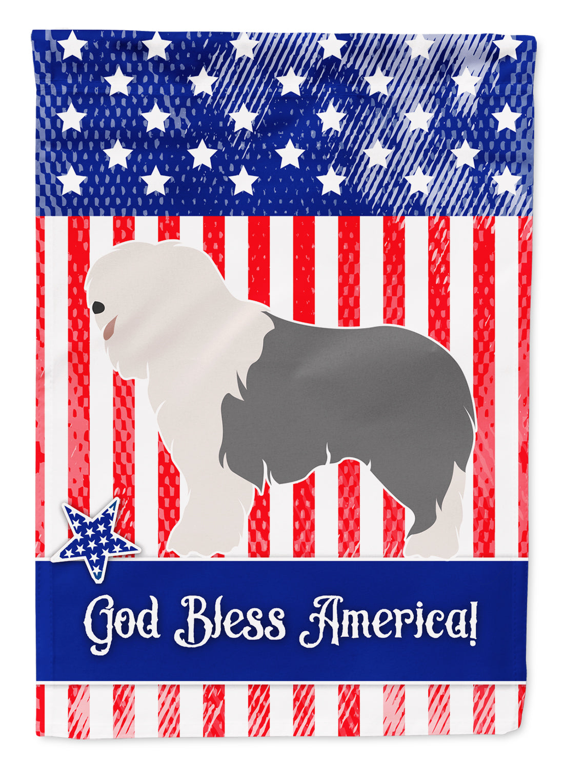 Old English Sheepdog American Flag Canvas House Size BB8385CHF  the-store.com.