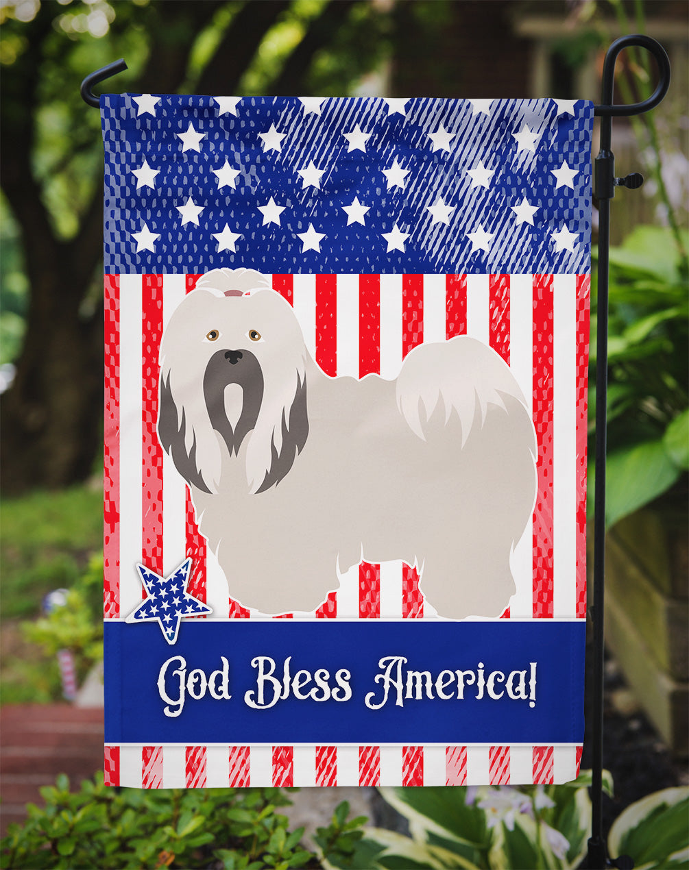 Lhasa Apso American Flag Garden Size BB8400GF  the-store.com.