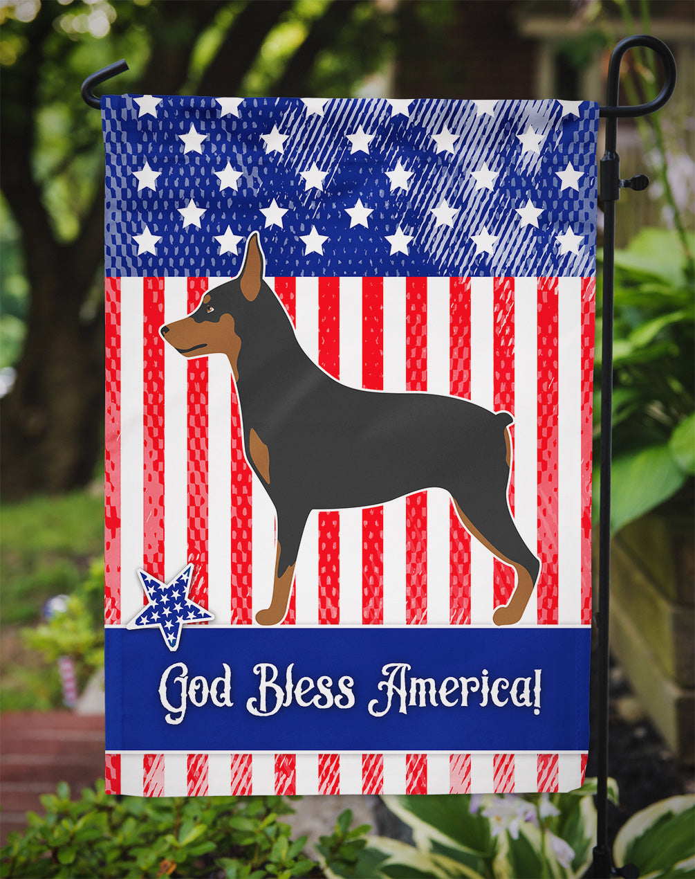 Miniature Pinscher American Flag Garden Size BB8404GF  the-store.com.