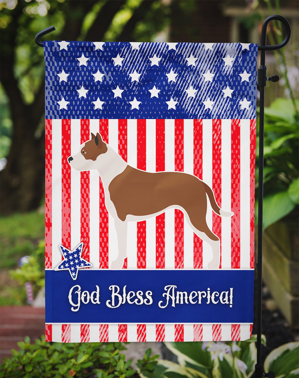 Pit Bull Terrier American Flag Garden Size BB8406GF  the-store.com.