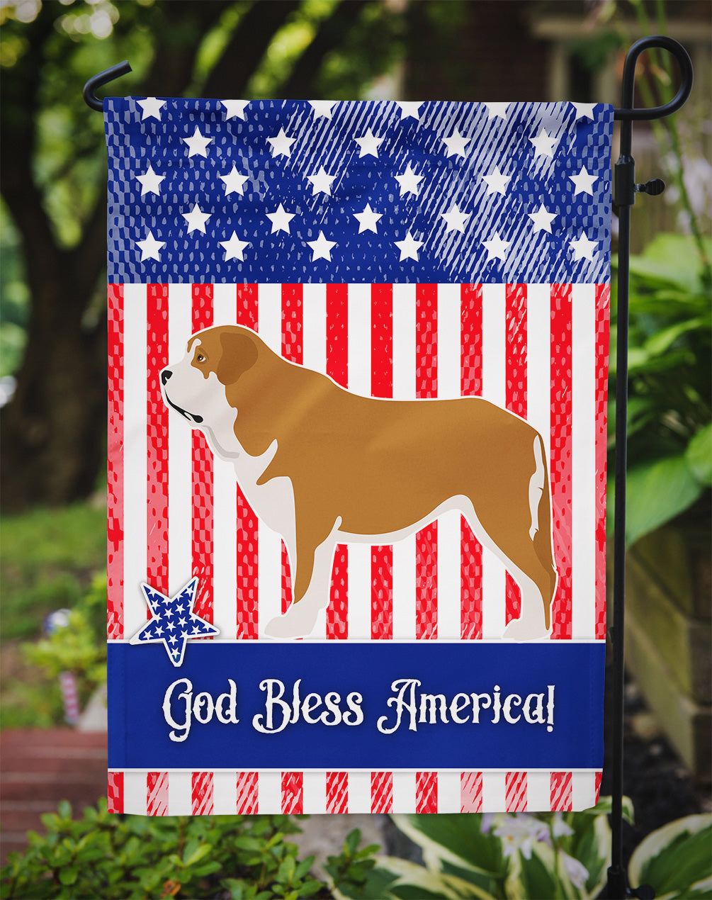 Mastin Epanol Spanish Mastiff American Flag Garden Size BB8430GF  the-store.com.