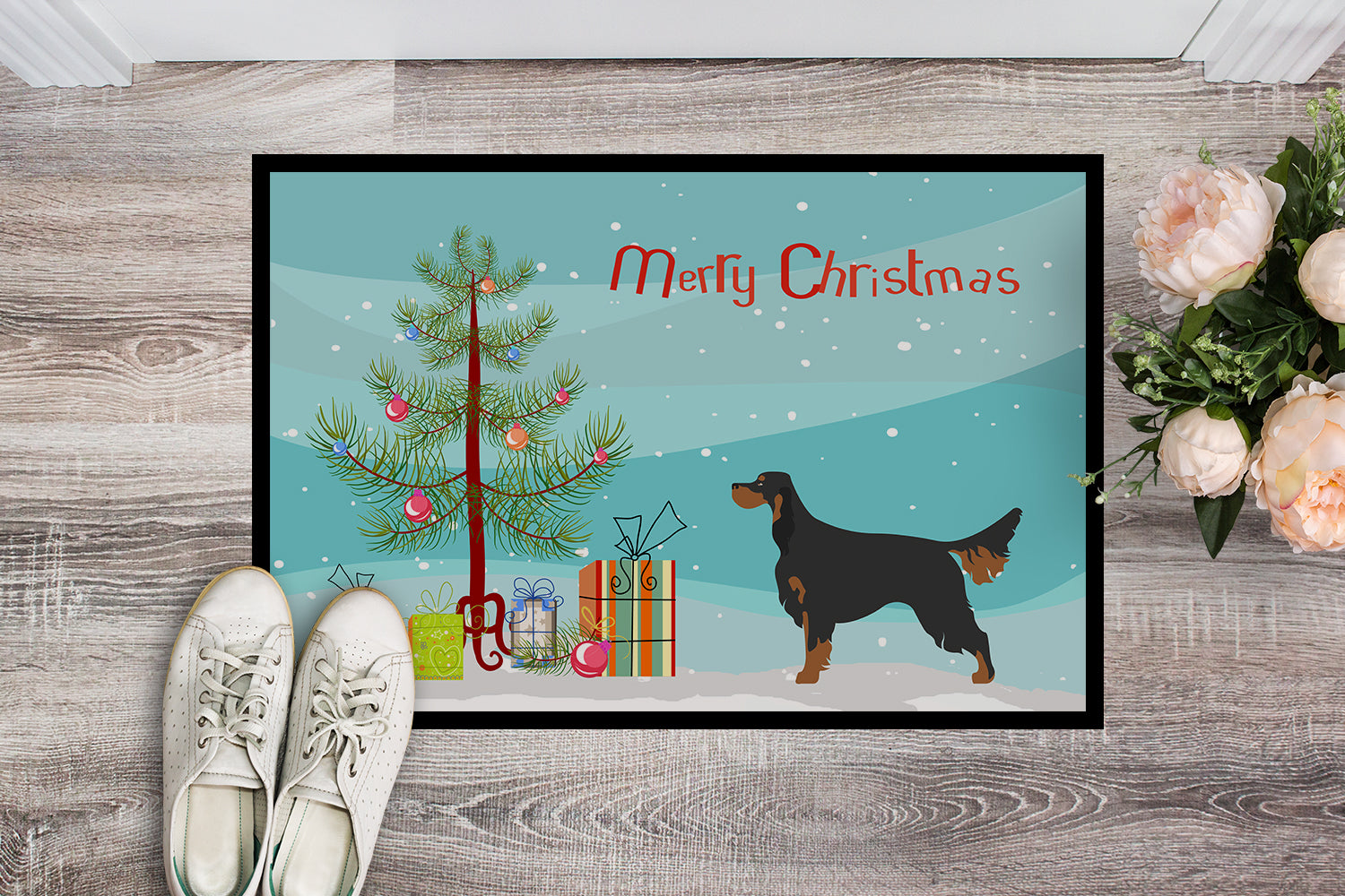 Gordon Setter Christmas Indoor or Outdoor Mat 18x27 BB8436MAT - the-store.com