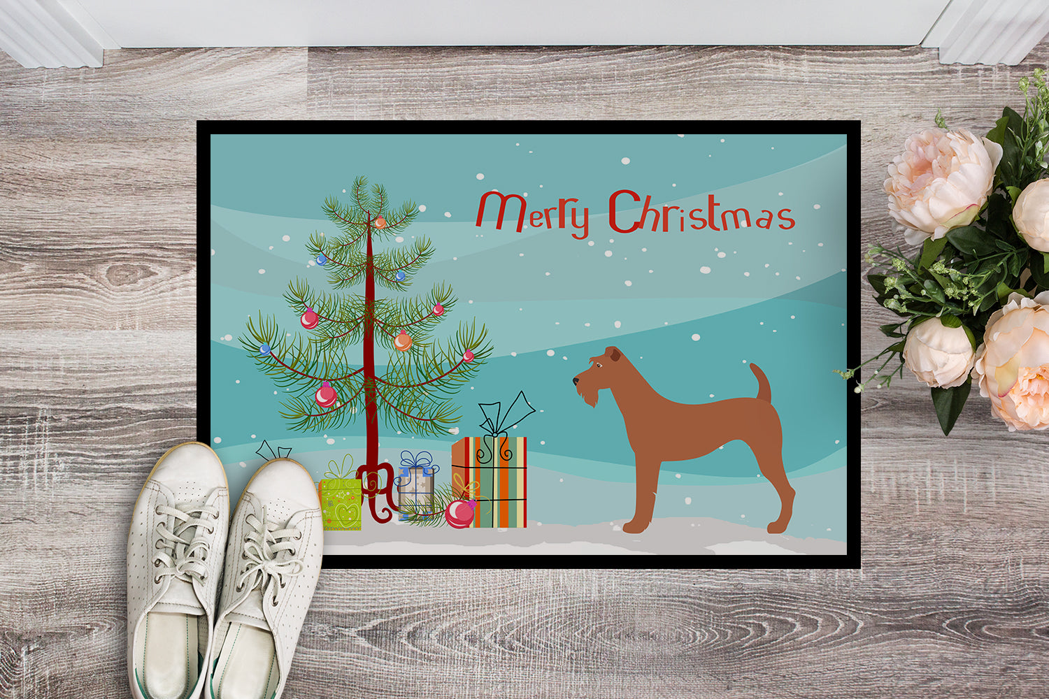 Irish Terrier Christmas Indoor or Outdoor Mat 18x27 BB8438MAT - the-store.com