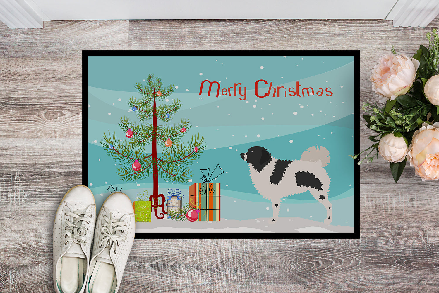 Wetterhoun Frisian Water Dog Christmas Indoor or Outdoor Mat 18x27 BB8444MAT - the-store.com