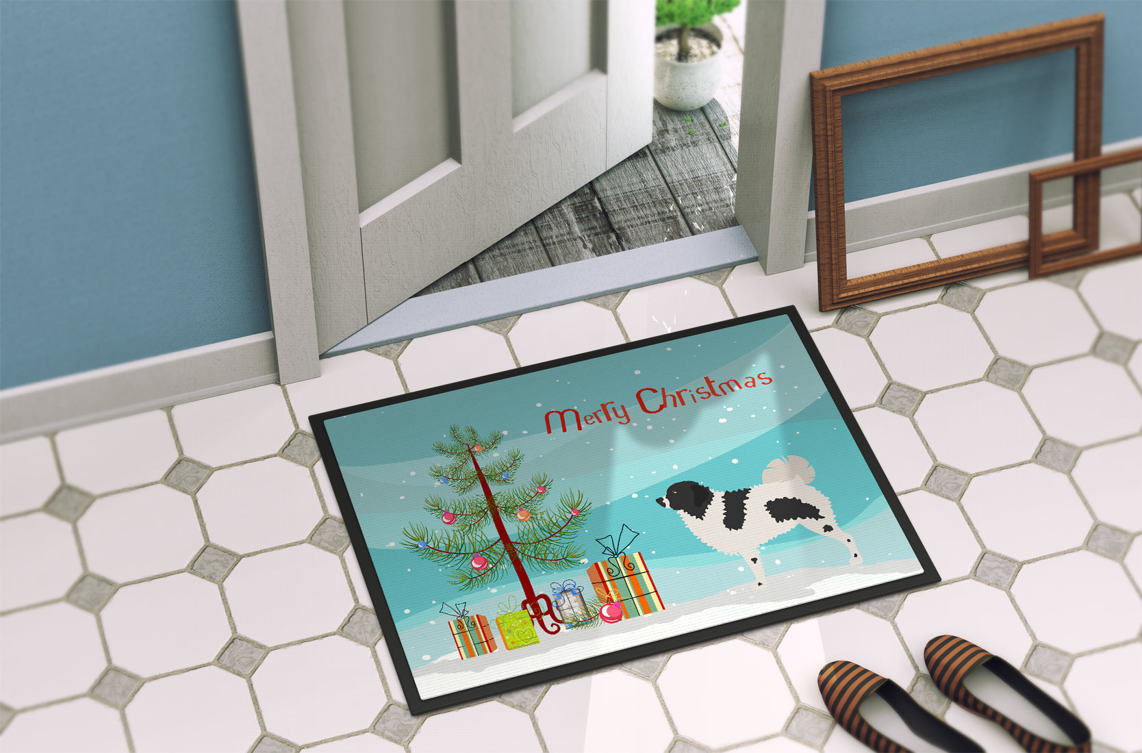 Wetterhoun Frisian Water Dog Christmas Indoor or Outdoor Mat 18x27 BB8444MAT - the-store.com