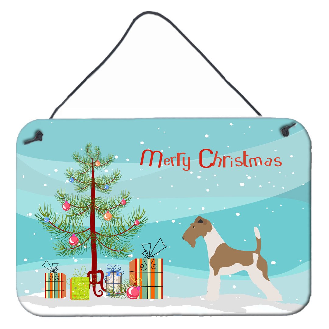 Wire Fox Terrier Christmas Wall or Door Hanging Prints BB8446DS812 by Caroline&#39;s Treasures