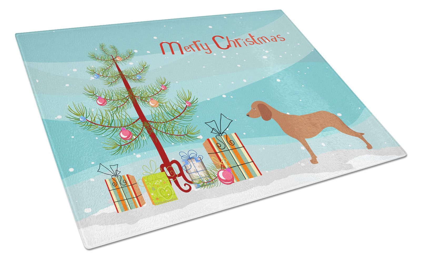 Bavarian Mountian Hound Christmas Glass Cutting Board Large BB8447LCB by Caroline's Treasures