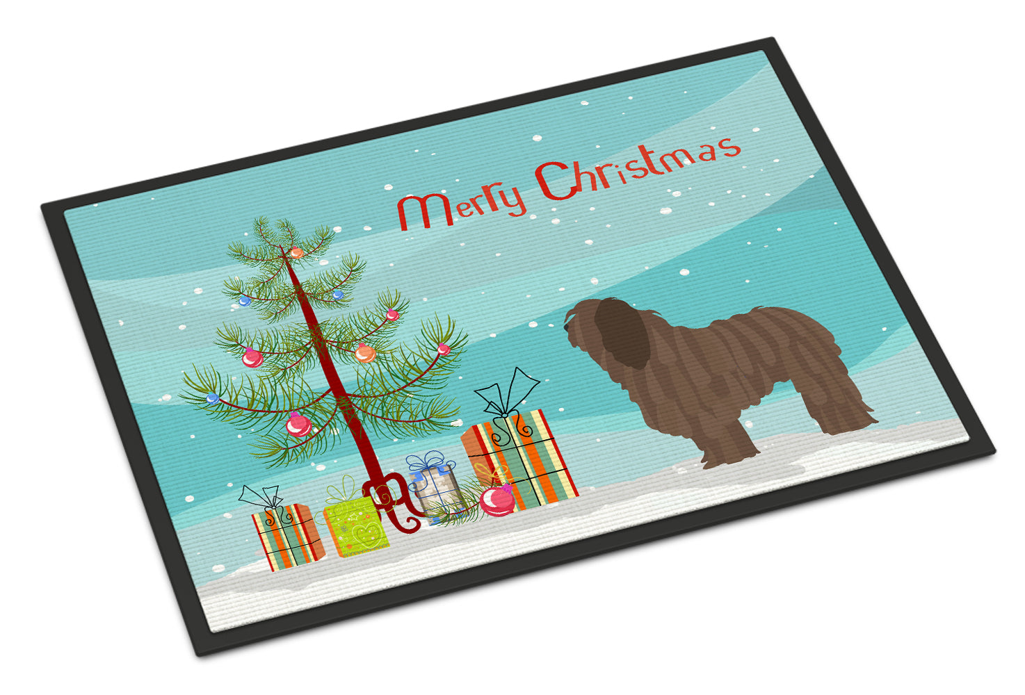 Bergamasco Shepherd Christmas Indoor or Outdoor Mat 18x27 BB8453MAT - the-store.com