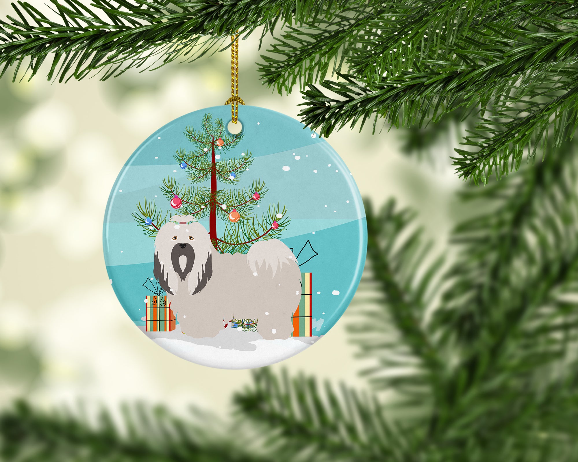 Lhasa Apso Christmas Ceramic Ornament BB8481CO1 - the-store.com