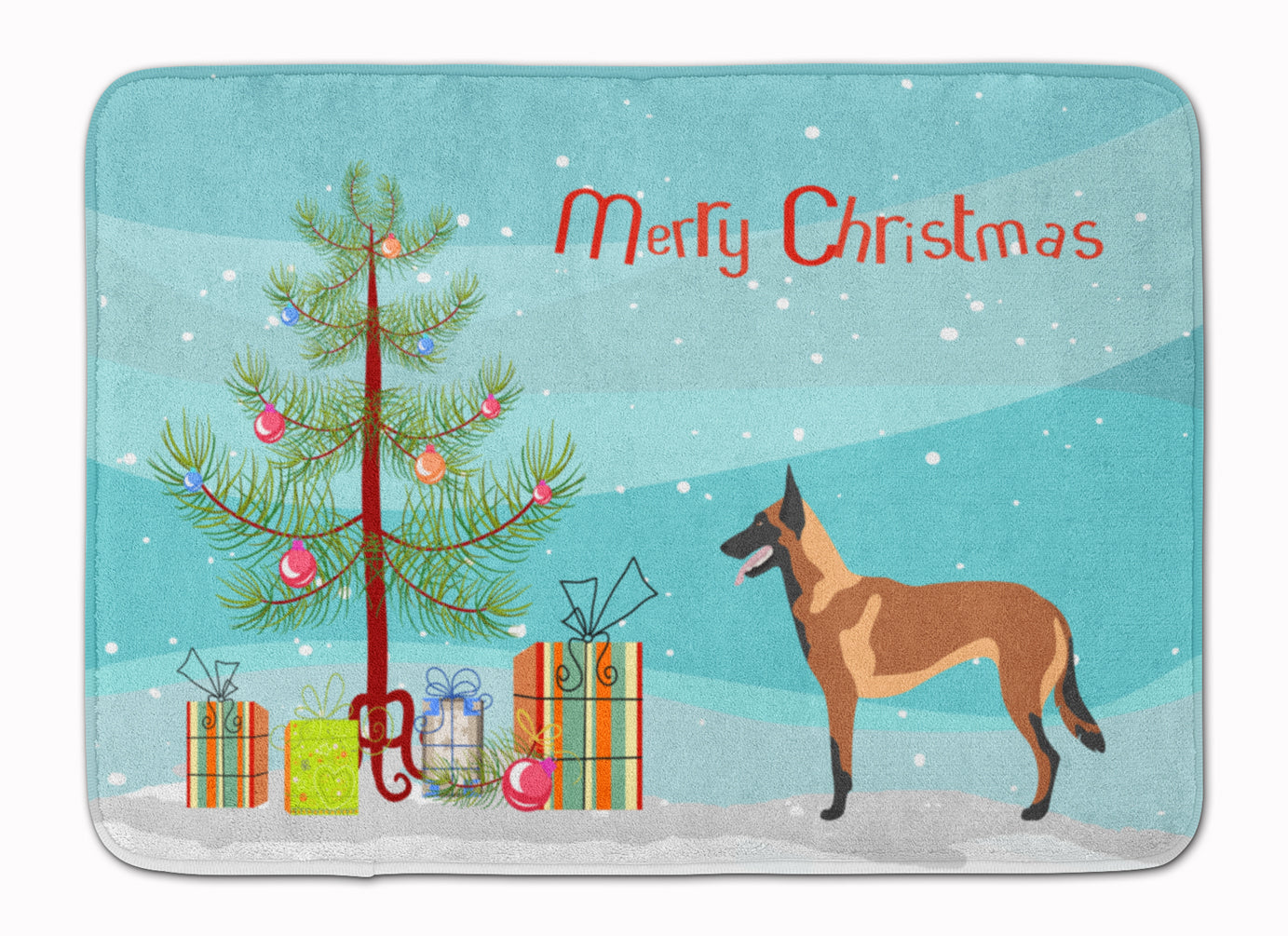 Malinois Belgian Shepherd  Christmas Machine Washable Memory Foam Mat BB8494RUG - the-store.com