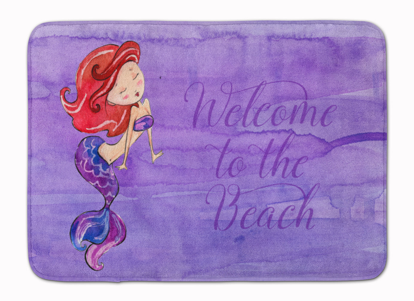 Mermaid Welcome Purple Machine Washable Memory Foam Mat BB8514RUG - the-store.com