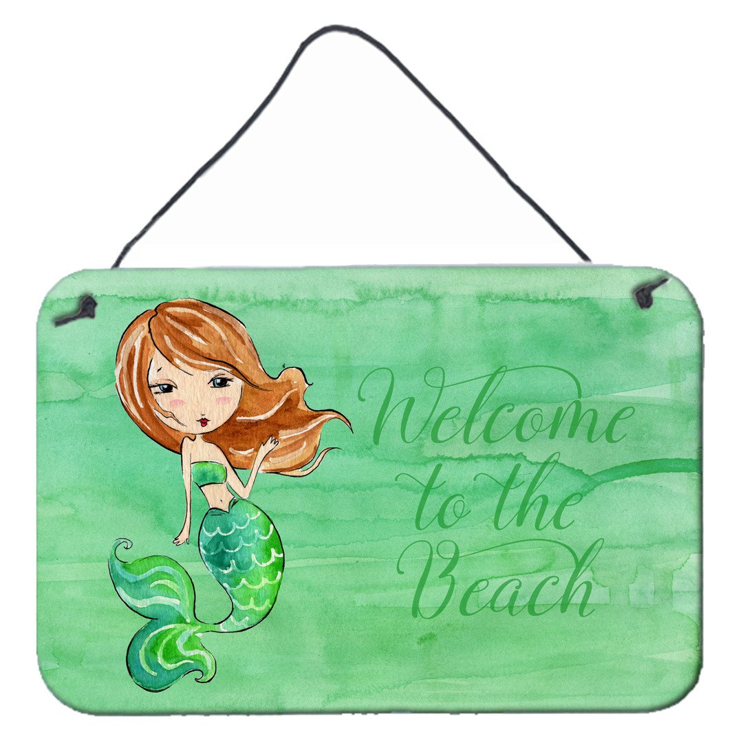 Mermaid Welcome Green Wall or Door Hanging Prints BB8515DS812 by Caroline's Treasures