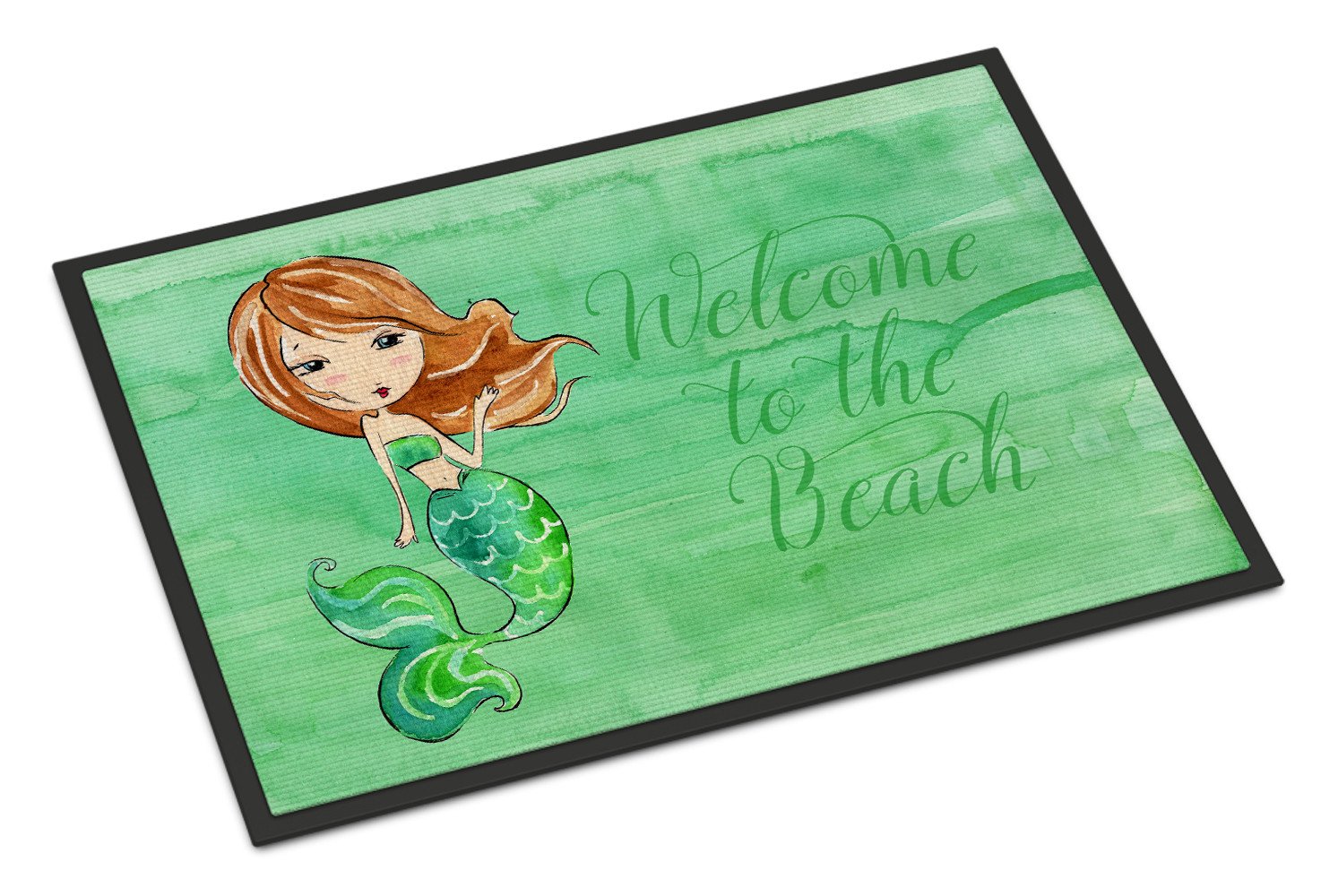 Mermaid Welcome Green Indoor or Outdoor Mat 24x36 BB8515JMAT by Caroline's Treasures