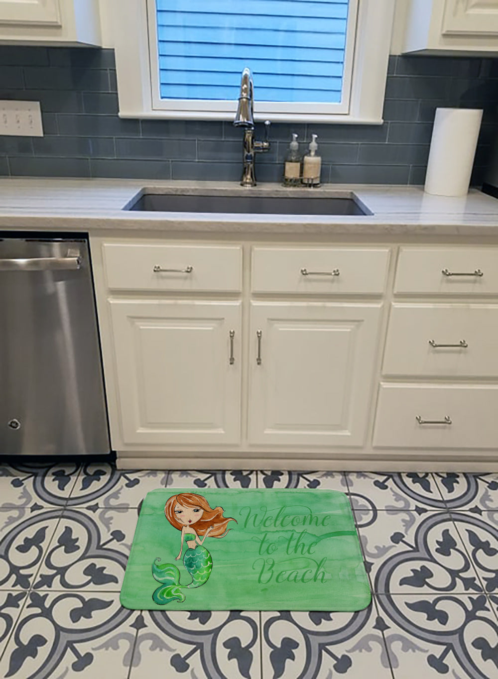 Mermaid Welcome Green Machine Washable Memory Foam Mat BB8515RUG - the-store.com