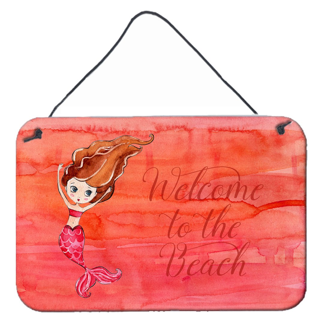 Mermaid Welcome Red Wall or Door Hanging Prints BB8516DS812 by Caroline's Treasures