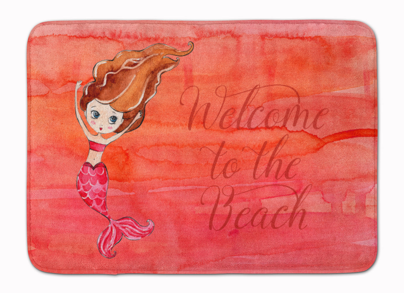 Mermaid Welcome Red Machine Washable Memory Foam Mat BB8516RUG - the-store.com