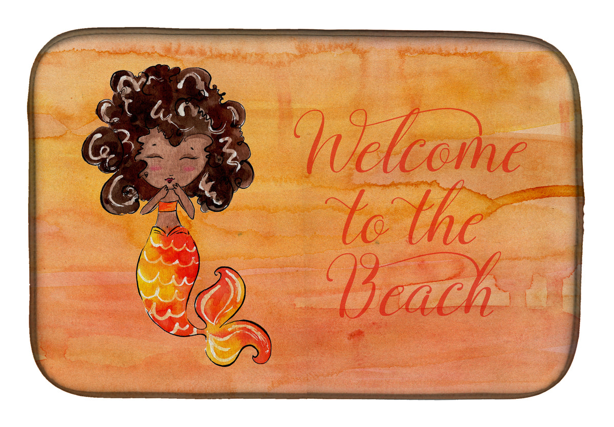 Mermaid Welcome Orange Dish Drying Mat BB8517DDM  the-store.com.