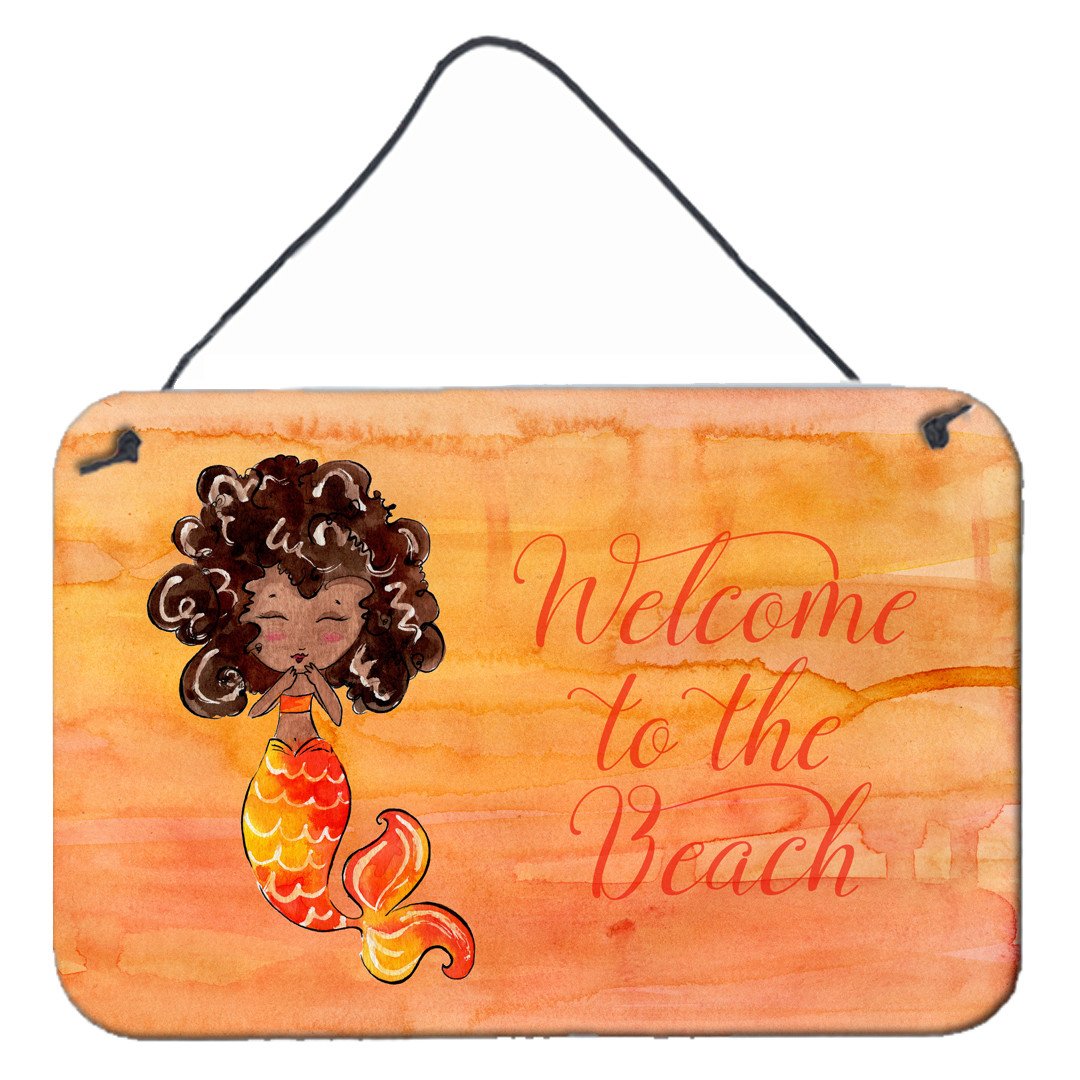 Mermaid Welcome Orange Wall or Door Hanging Prints BB8517DS812 by Caroline's Treasures