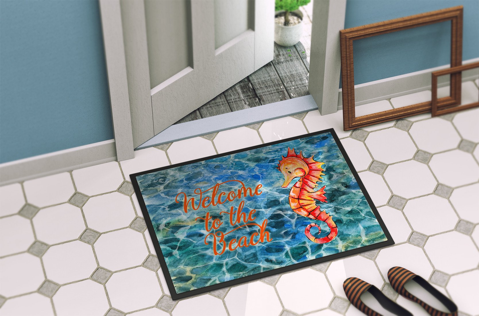 Seahorse Welcome Indoor or Outdoor Mat 24x36 BB8519JMAT by Caroline's Treasures