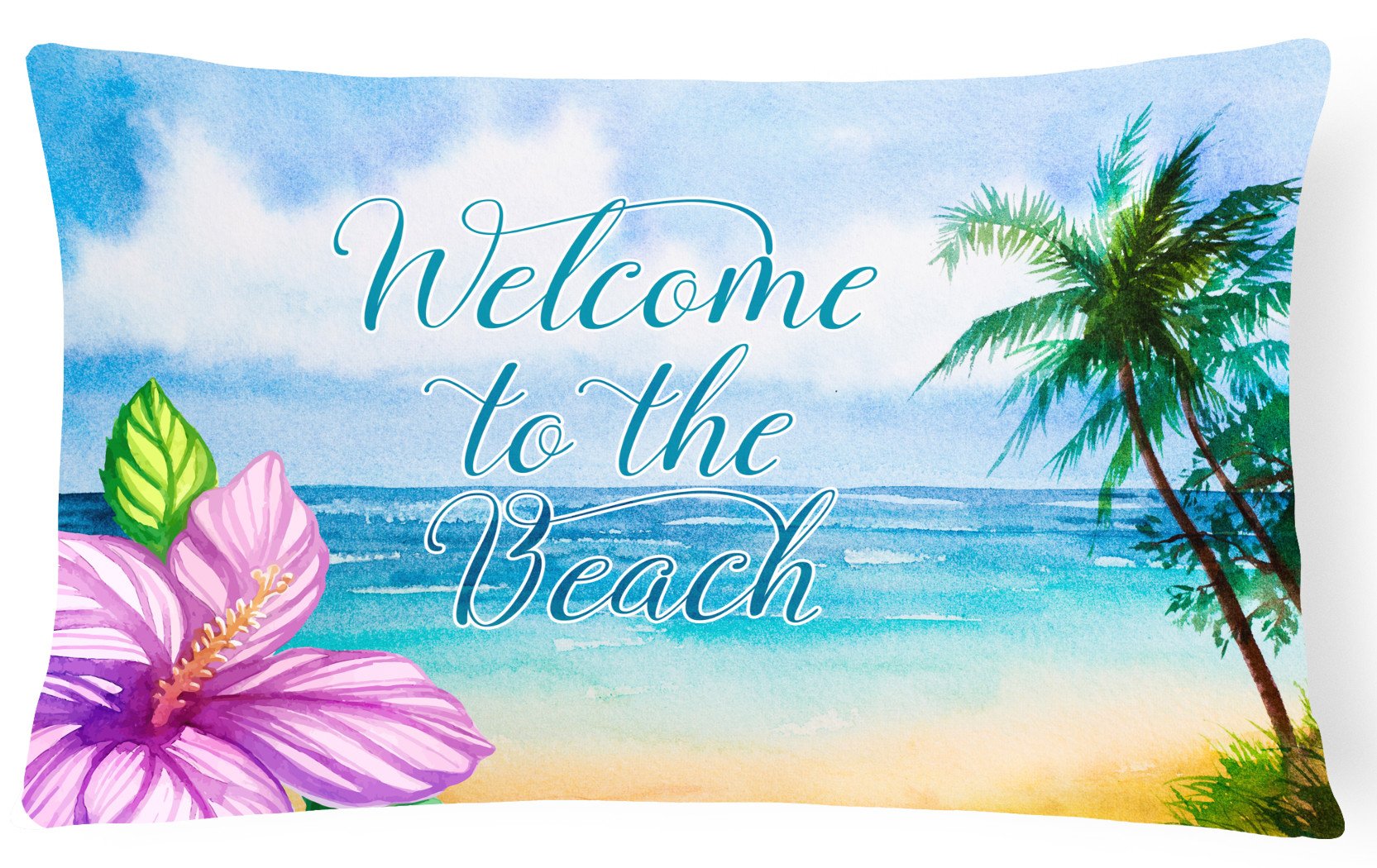 Beach Scene Welcome Canvas Fabric Decorative Pillow BB8530PW1216 by Caroline's Treasures