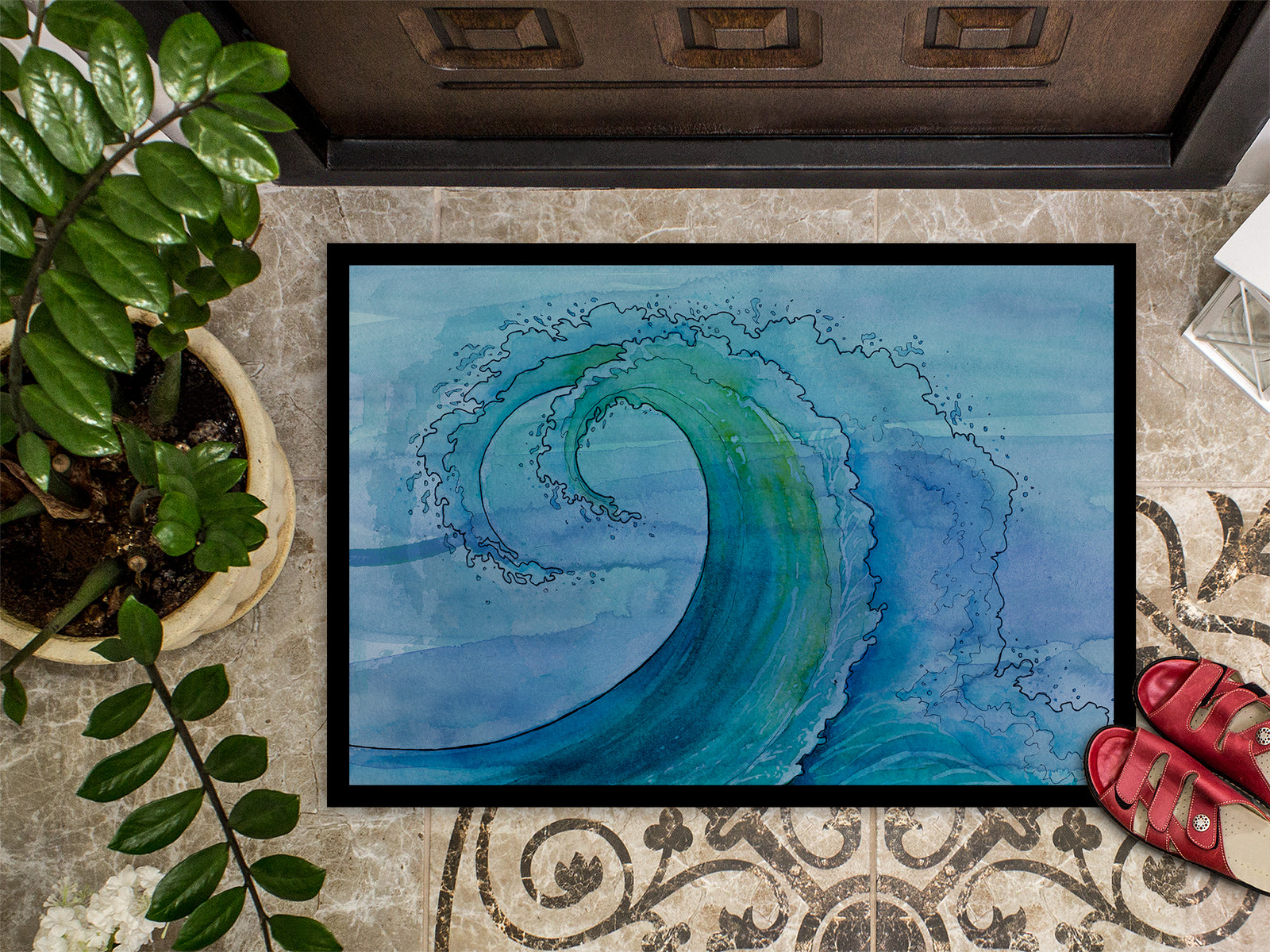 Abstract Wave Indoor or Outdoor Mat 18x27 BB8531MAT - the-store.com