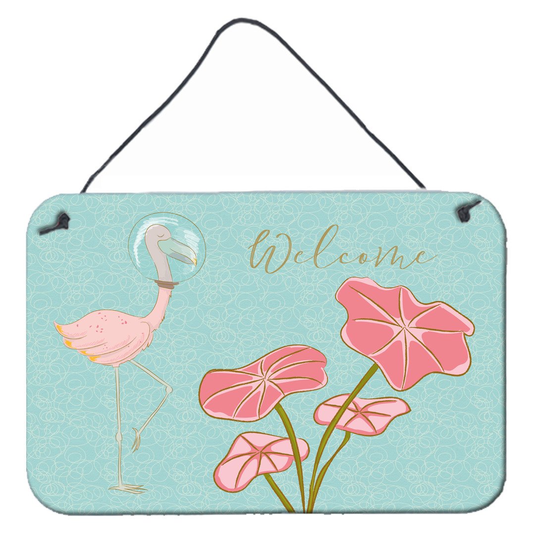 Flamingo Welcome Wall or Door Hanging Prints BB8532DS812 by Caroline's Treasures