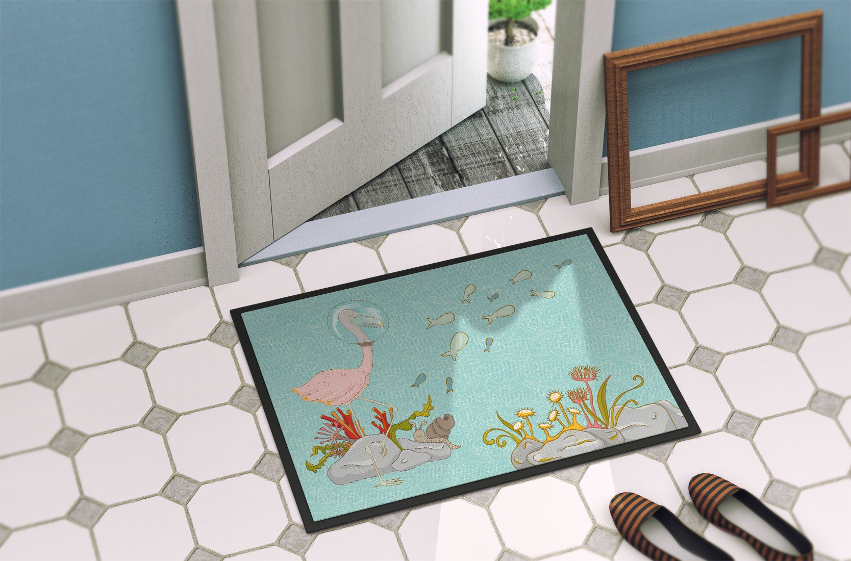 Flamingo Underwater Indoor or Outdoor Mat 24x36 BB8535JMAT by Caroline's Treasures