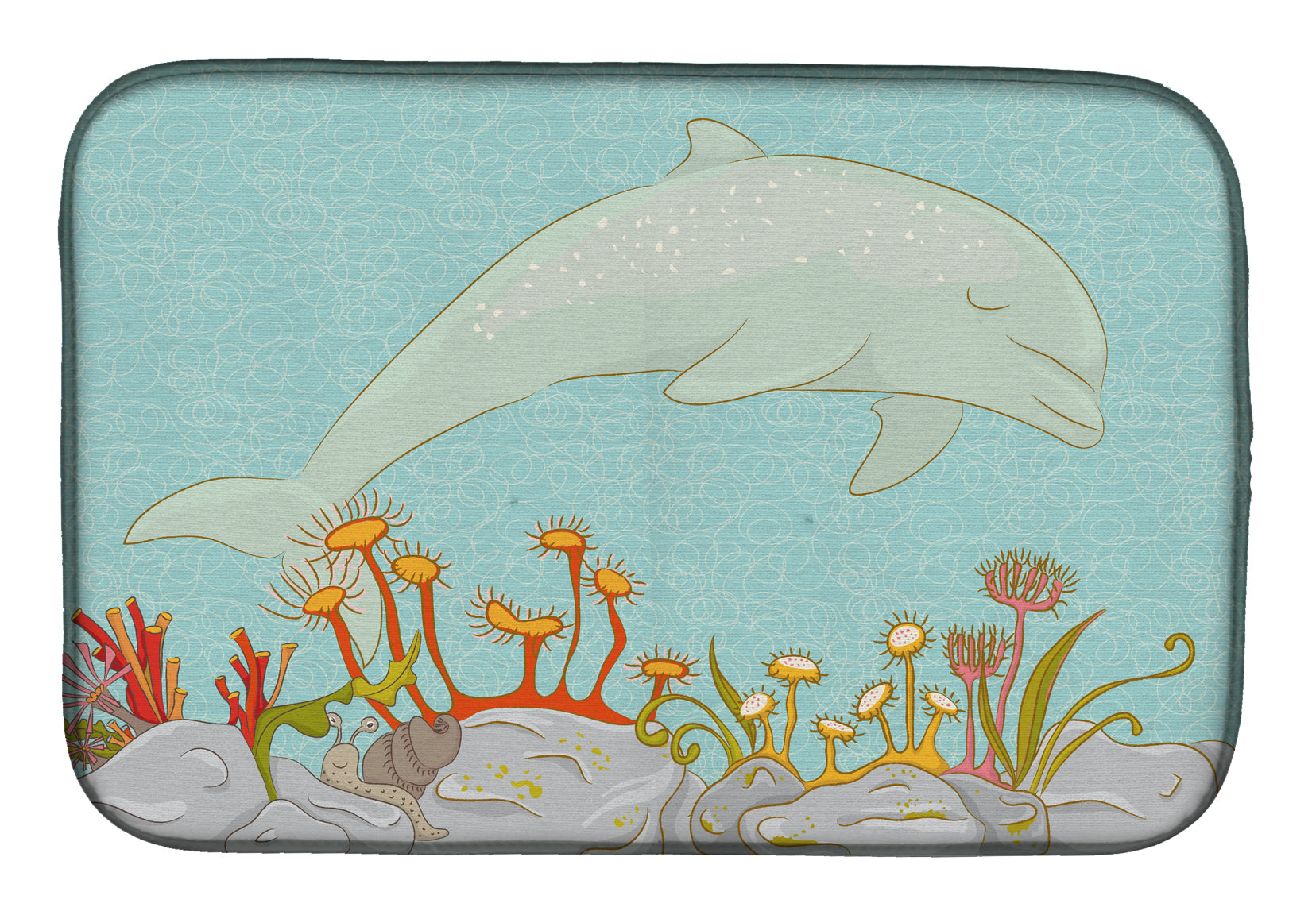 Dolphin Underwater Scene Dish Drying Mat BB8537DDM  the-store.com.