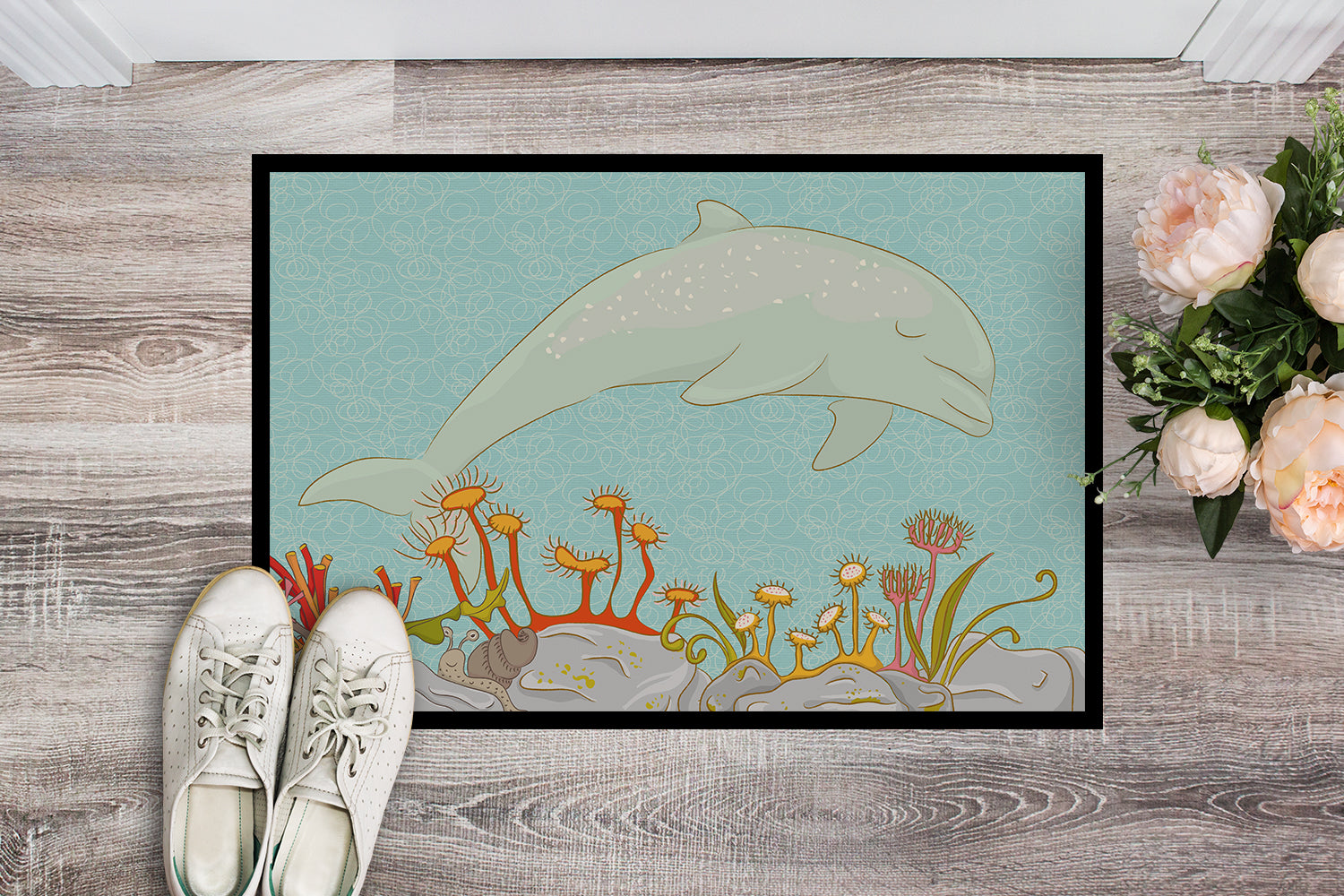 Dolphin Underwater Scene Indoor or Outdoor Mat 18x27 BB8537MAT - the-store.com