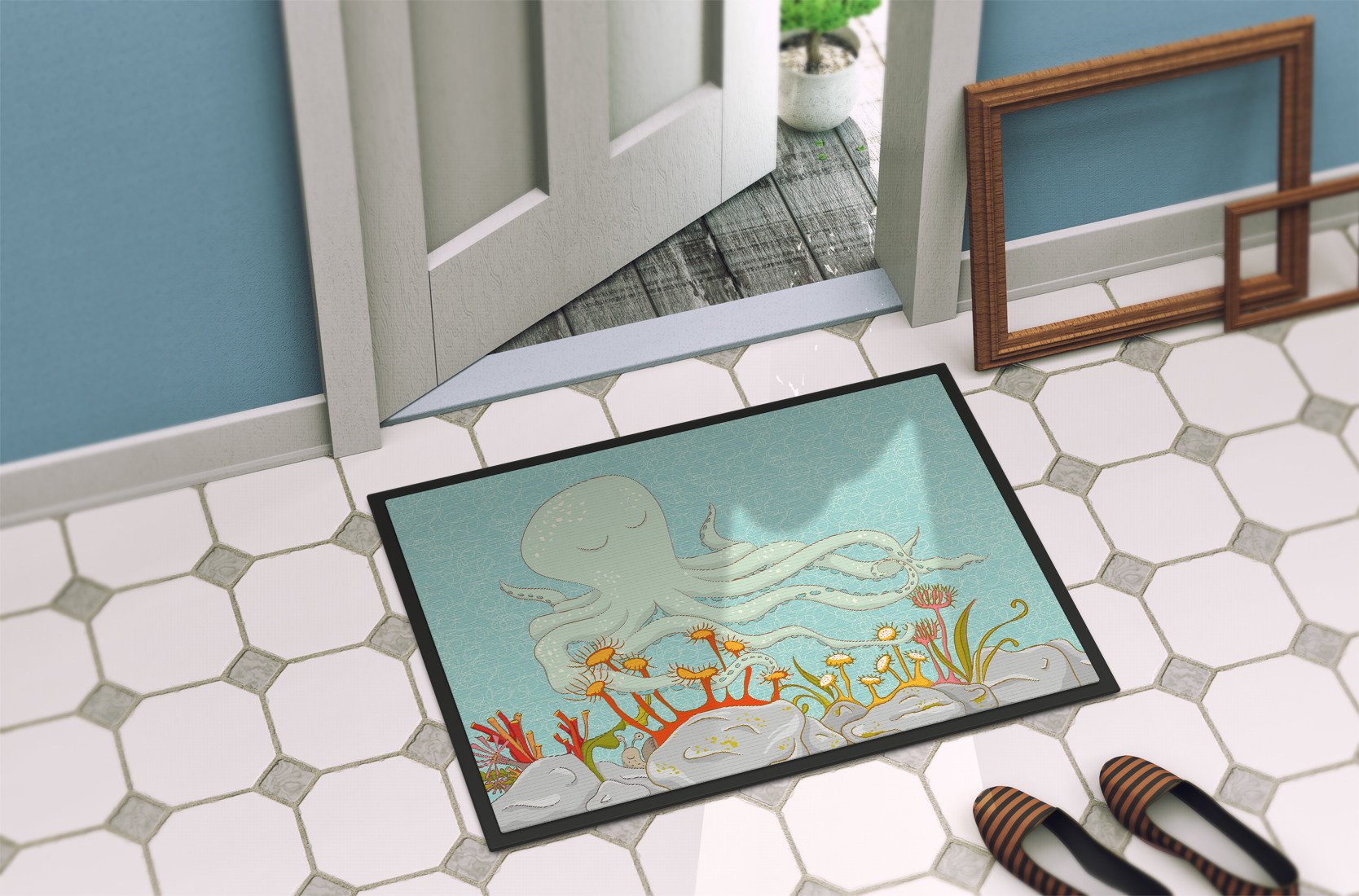 Octopus Underwater Scene Indoor or Outdoor Mat 24x36 BB8538JMAT by Caroline's Treasures