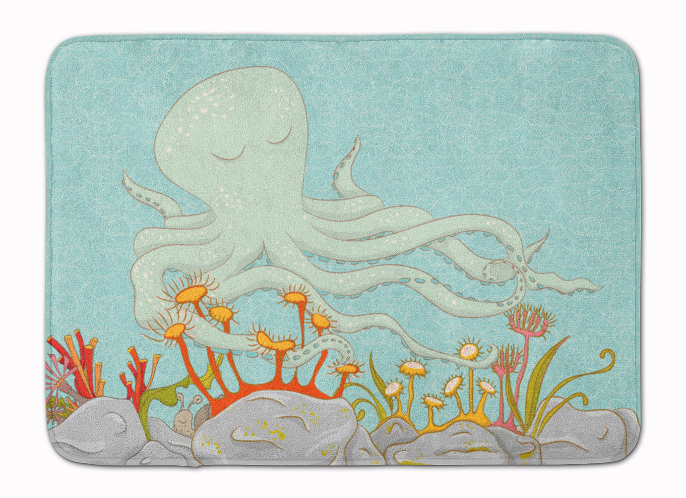 Octopus Underwater Scene Machine Washable Memory Foam Mat BB8538RUG - the-store.com