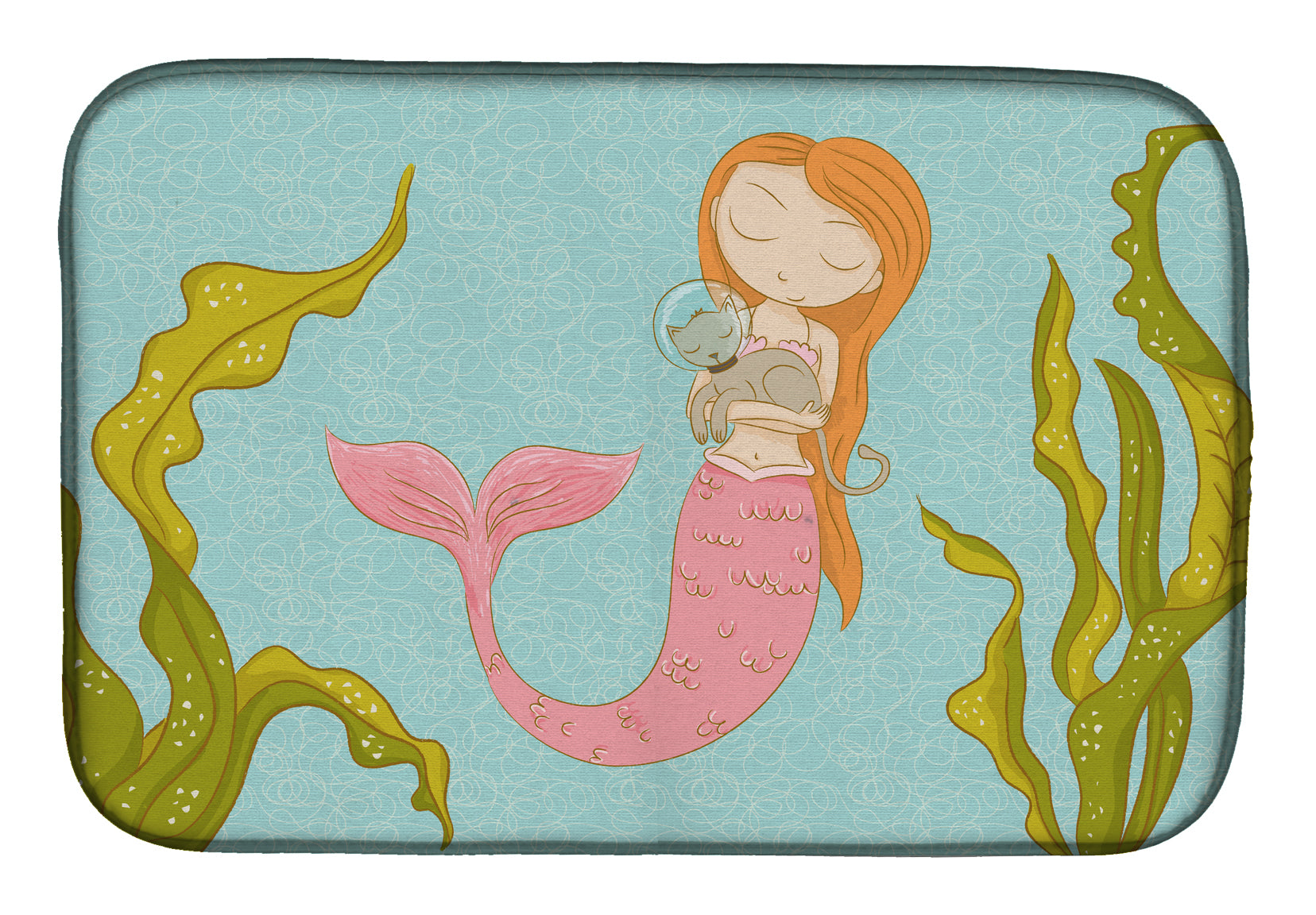 Mermaid and Cat Underwater Dish Drying Mat BB8540DDM  the-store.com.