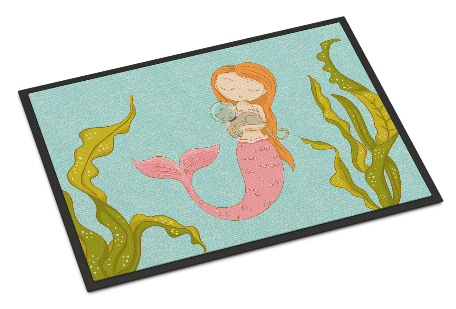 Mermaid and Cat Underwater Indoor or Outdoor Mat 18x27 BB8540MAT - the-store.com