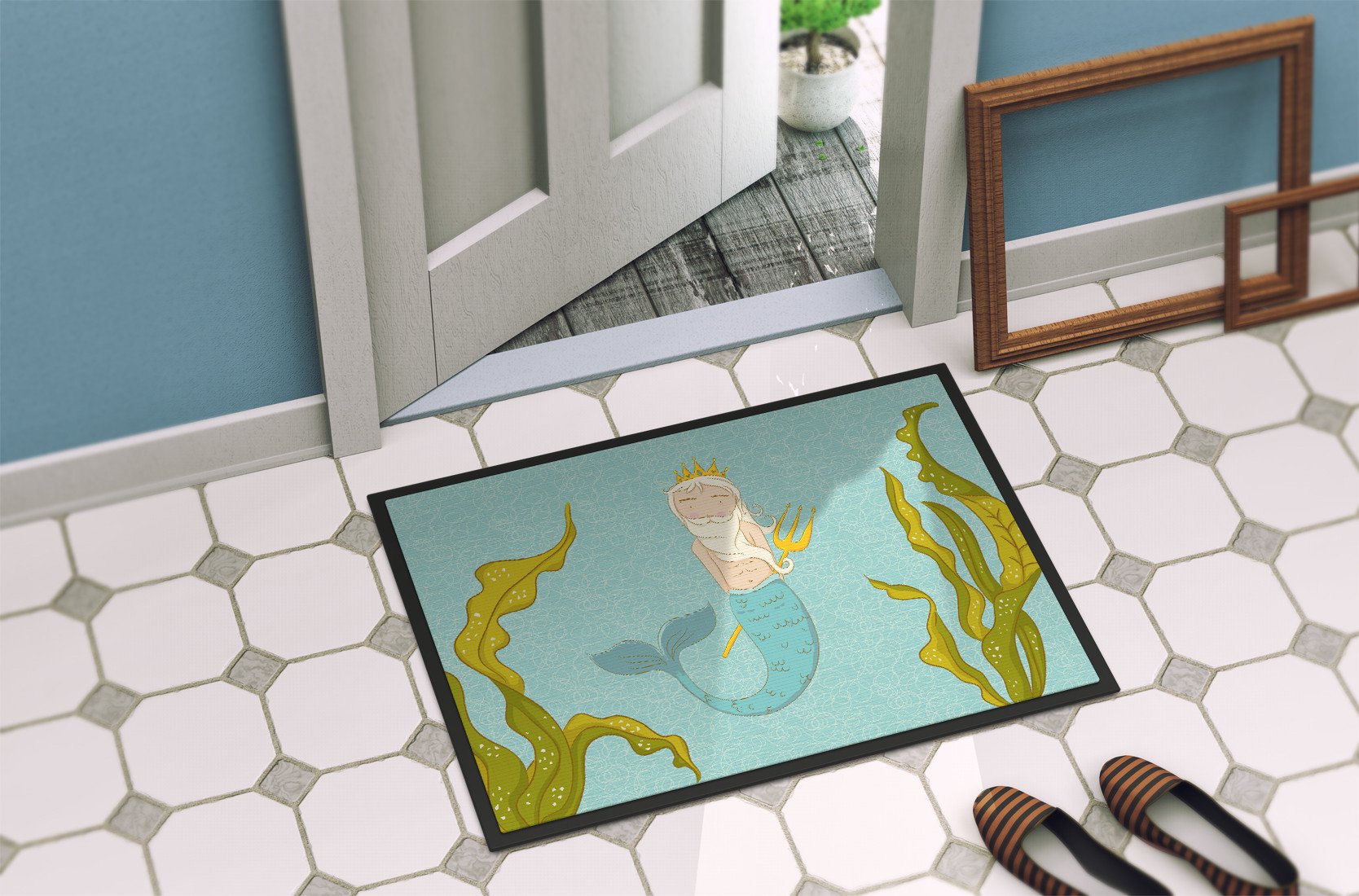 Neptune Merman Indoor or Outdoor Mat 24x36 BB8542JMAT by Caroline's Treasures