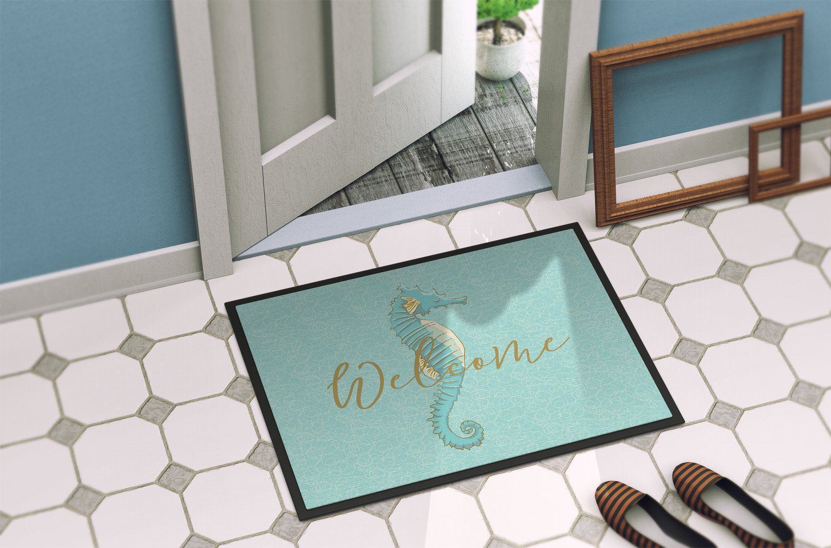 Seahorse Welcome Indoor or Outdoor Mat 24x36 BB8547JMAT by Caroline's Treasures