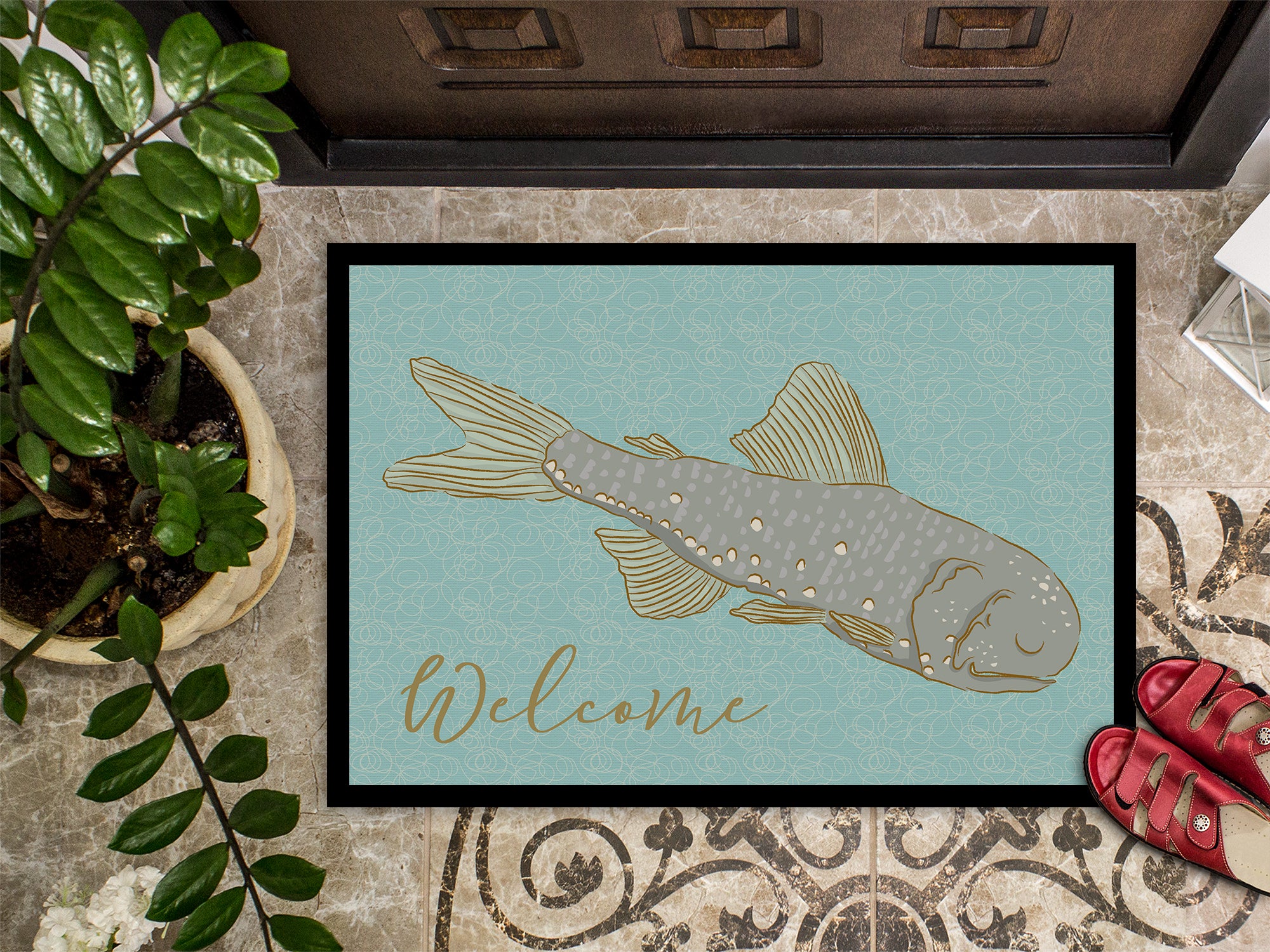 Fish Welcome Indoor or Outdoor Mat 18x27 BB8550MAT - the-store.com