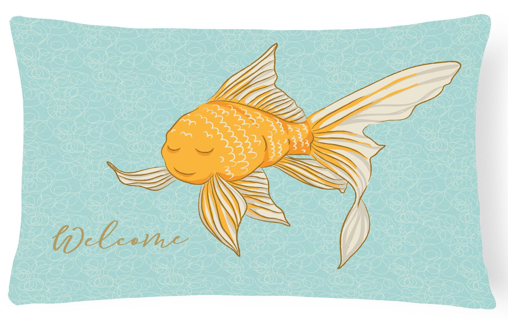 Gold Fish Welcome Canvas Fabric Decorative Pillow BB8551PW1216 by Caroline's Treasures