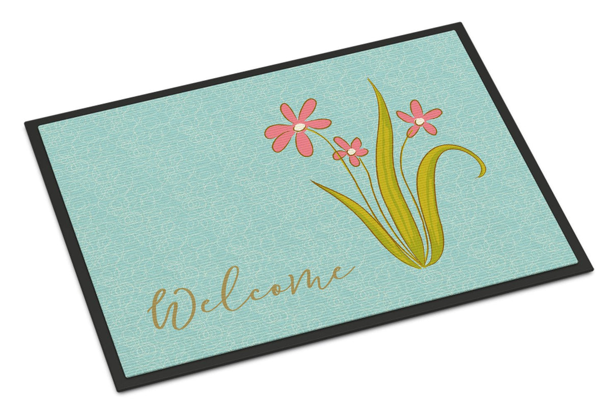 Flowers Welcome Indoor or Outdoor Mat 24x36 BB8552JMAT by Caroline&#39;s Treasures