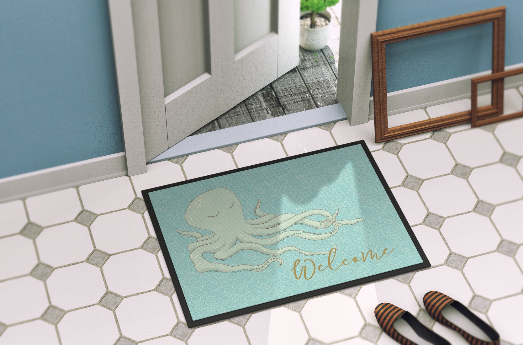 Octopus Welcome Indoor or Outdoor Mat 24x36 BB8553JMAT by Caroline's Treasures