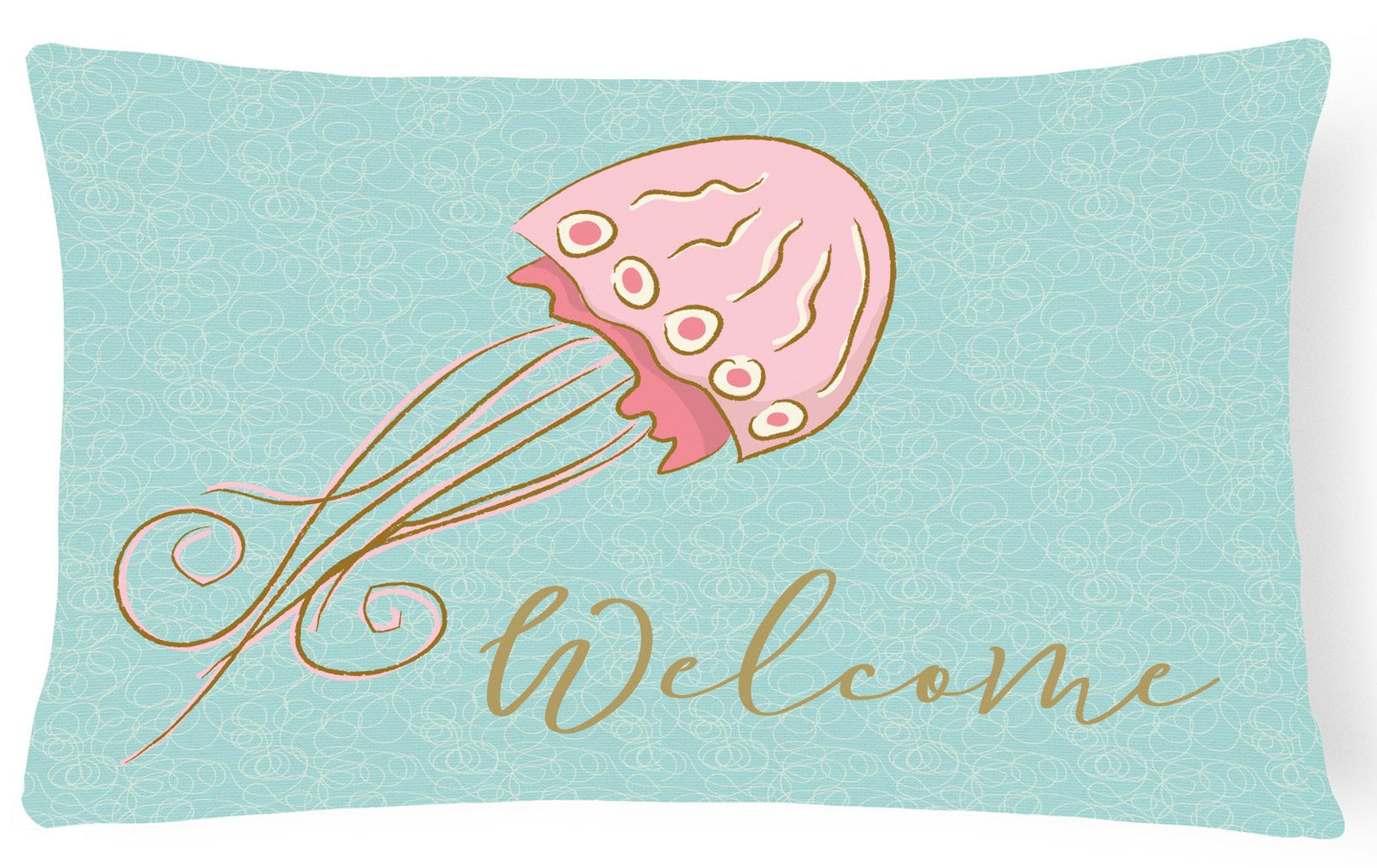 Jelly Fish Welcome Canvas Fabric Decorative Pillow BB8555PW1216 by Caroline's Treasures