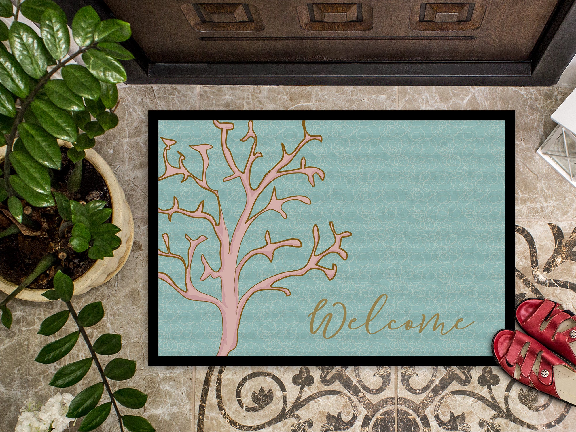 Coral Welcome Indoor or Outdoor Mat 18x27 BB8556MAT - the-store.com