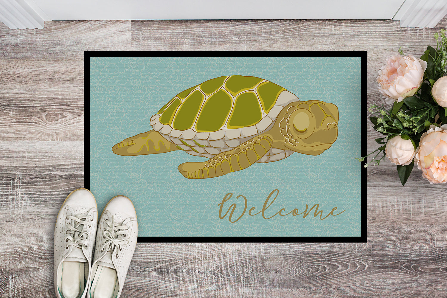 Sea Turtle Welcome Indoor or Outdoor Mat 18x27 BB8562MAT - the-store.com