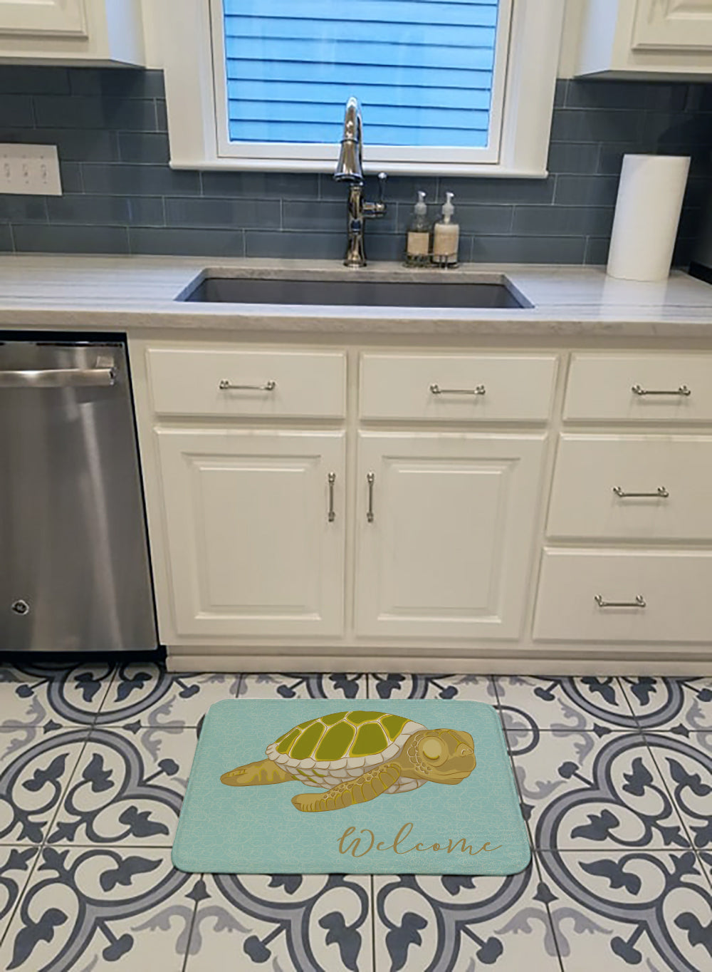 Sea Turtle Welcome Machine Washable Memory Foam Mat BB8562RUG - the-store.com