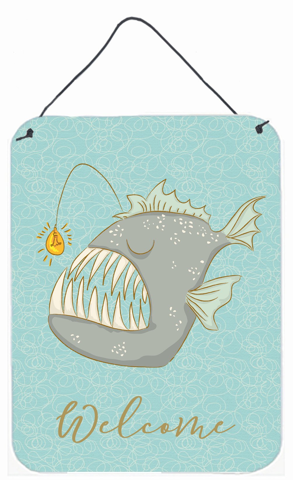 Frog Fish Welcome Wall or Door Hanging Prints BB8567DS1216 by Caroline's Treasures