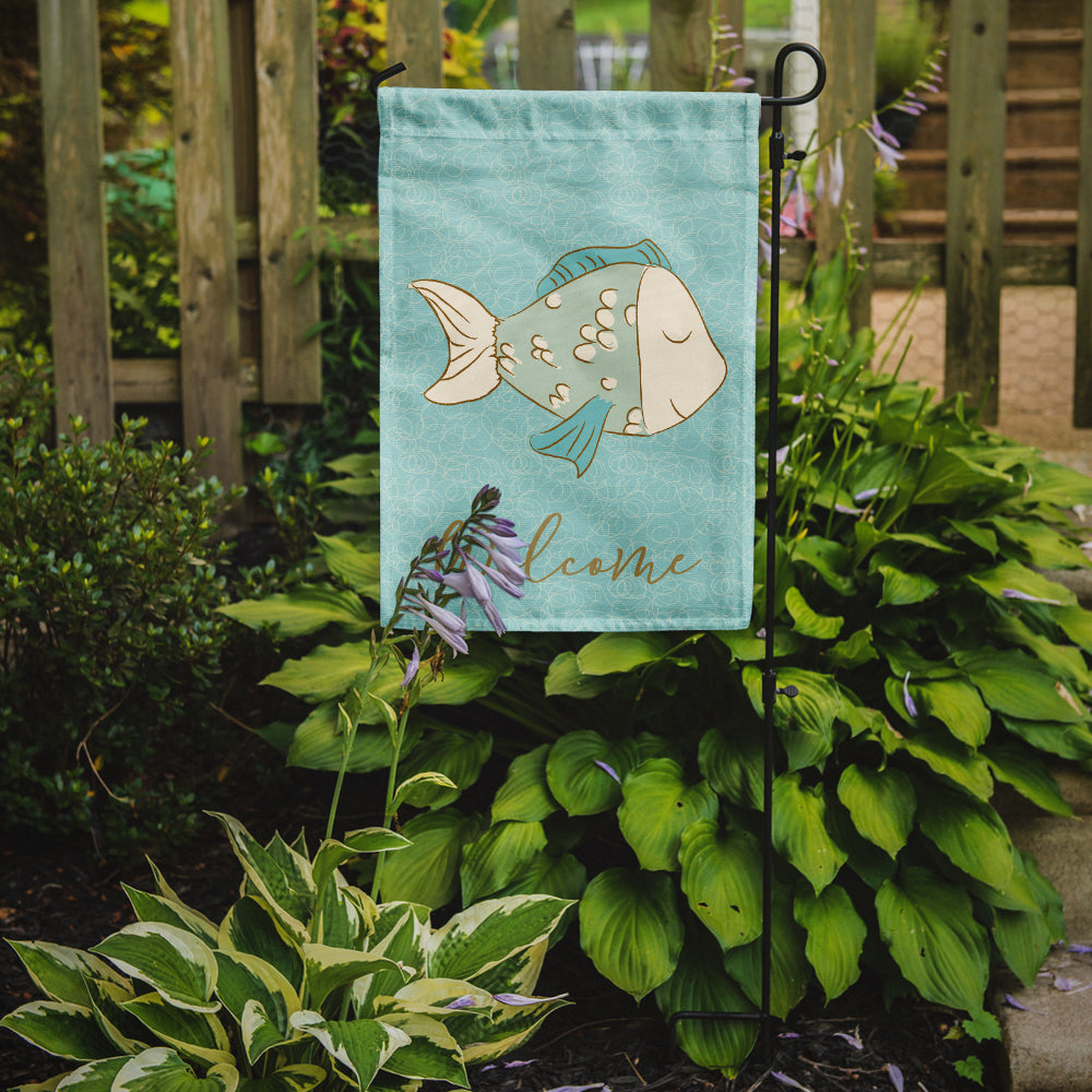 Blue Fish Welcome Flag Garden Size BB8578GF  the-store.com.