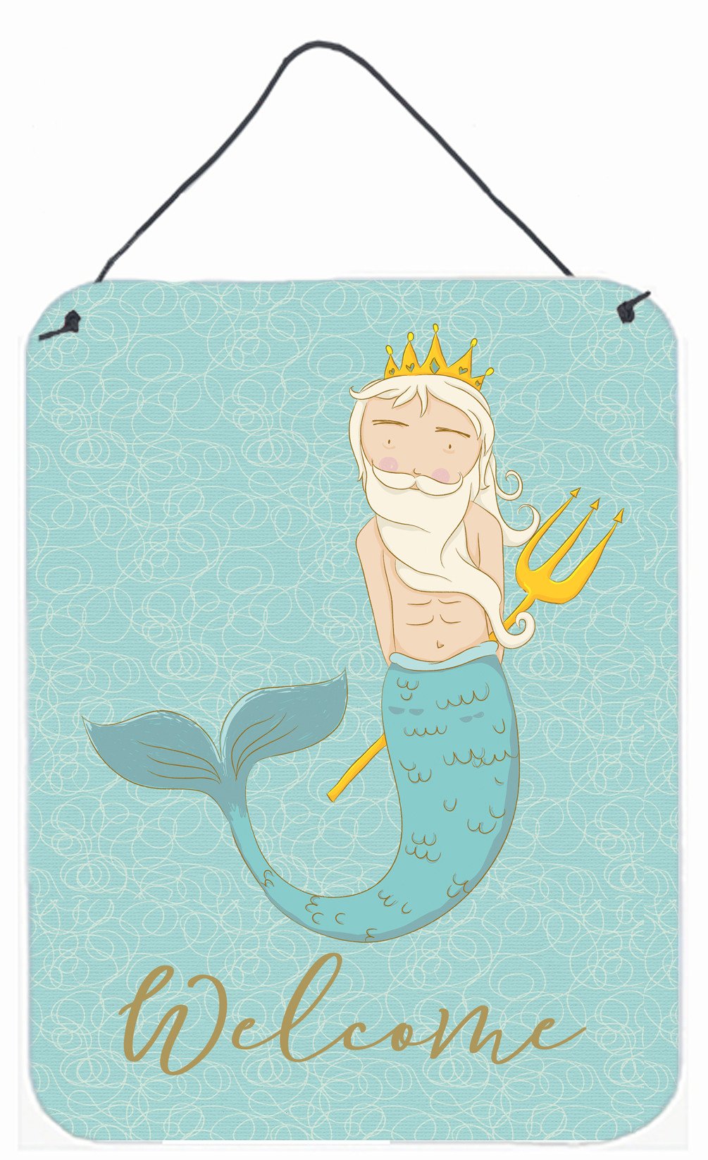 Neptune Merman Welcome Wall or Door Hanging Prints BB8584DS1216 by Caroline's Treasures