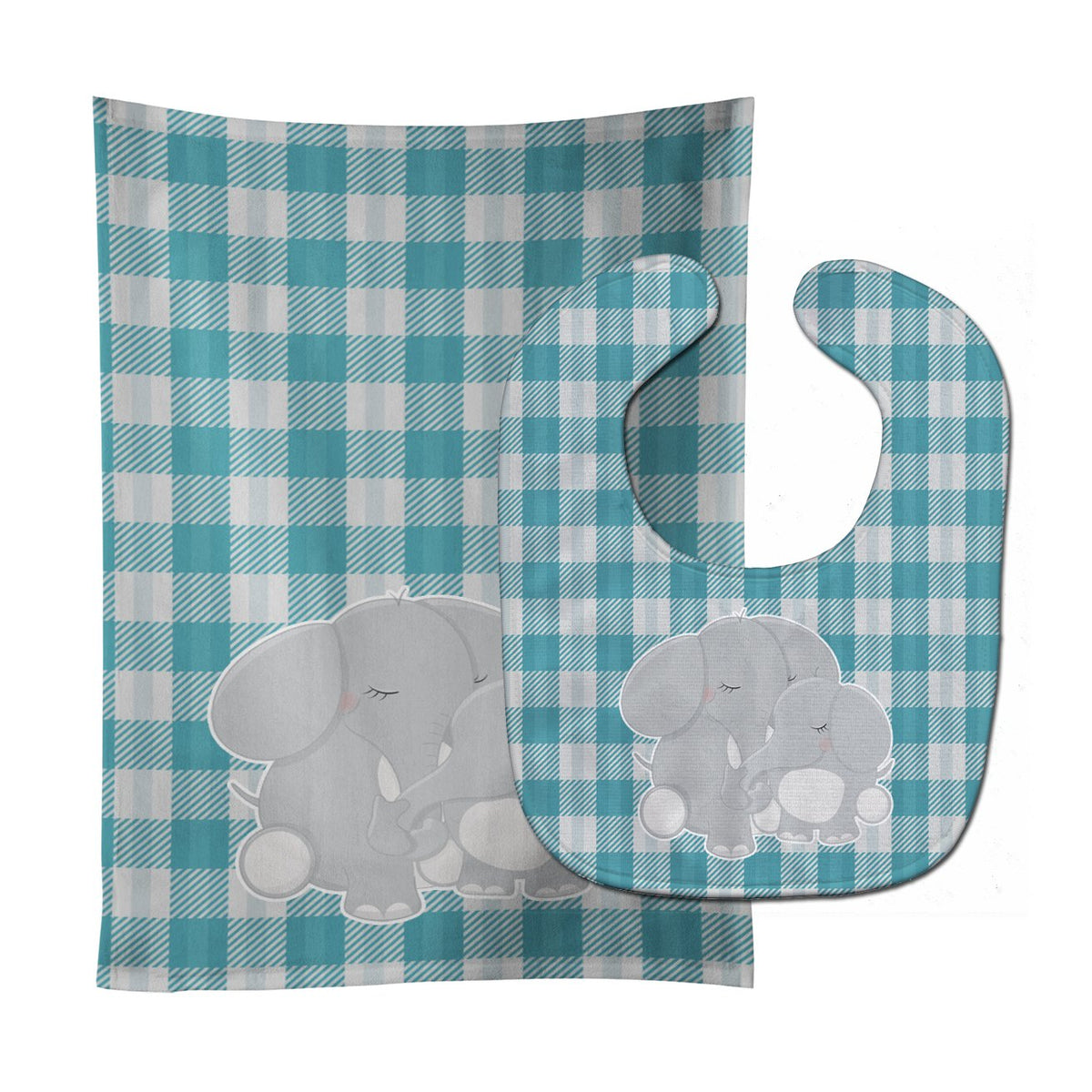 Elephants Baby Bib &amp; Burp Cloth BB8589STBU by Caroline&#39;s Treasures