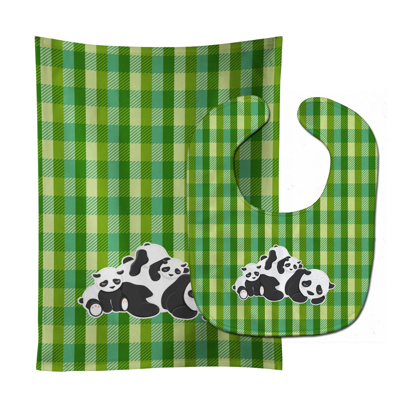 Pandas Baby Bib & Burp Cloth BB8591STBU by Caroline's Treasures