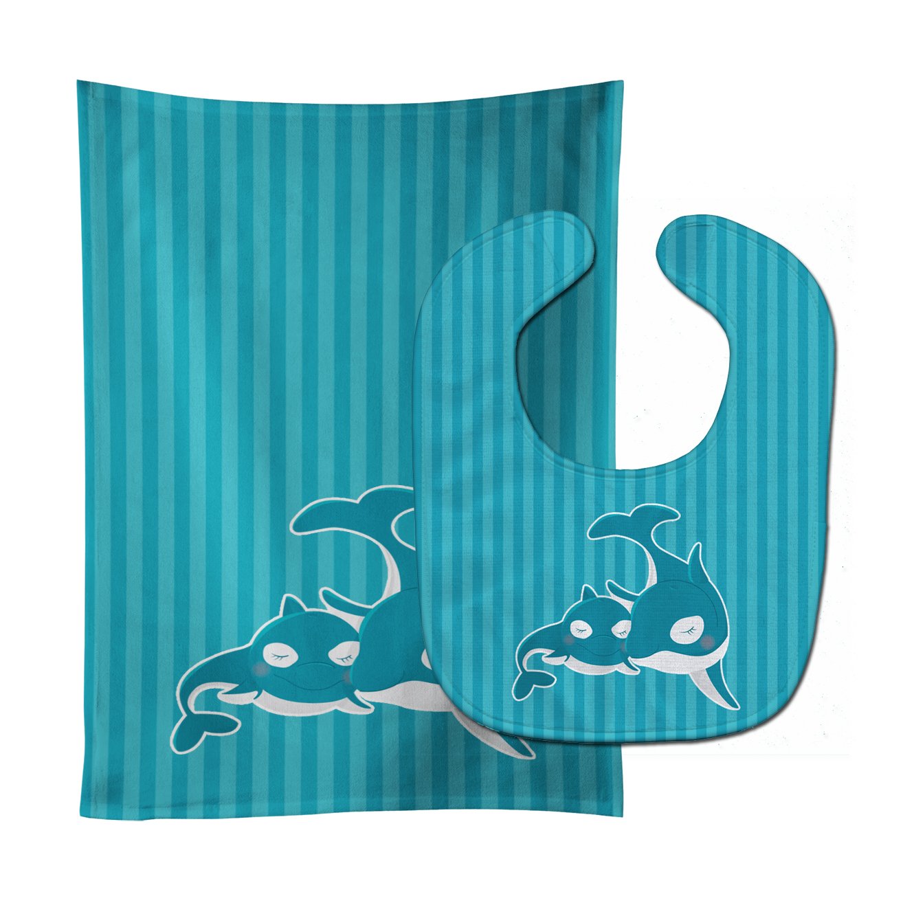 Dolphins Baby Bib & Burp Cloth BB8592STBU by Caroline's Treasures